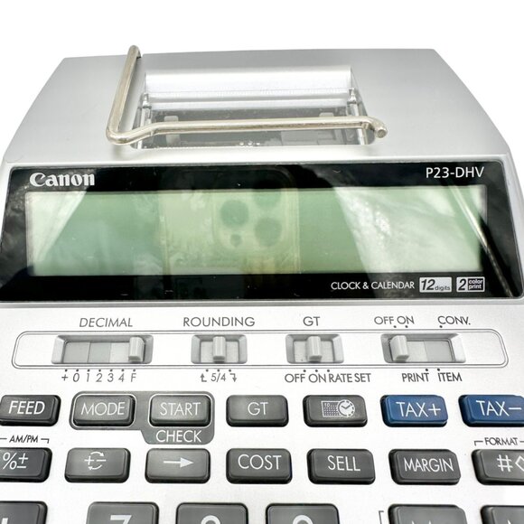 Canon P23-DHV-3 Printing Calculator Silver 12-Digit Display Portable w/ Adapter - Picture 2 of 13